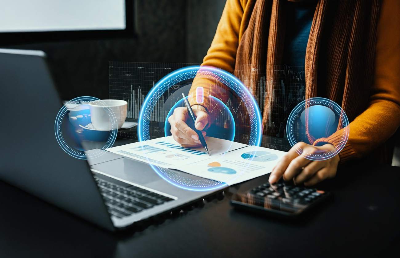 Analyst reviewing customer response data on a screen